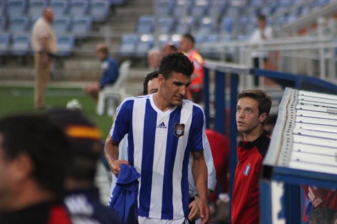 El defensa albiazul, tras el cambio.