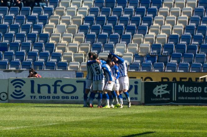 Celebración de uno de los goles ante el Jaén | Clara Verdier