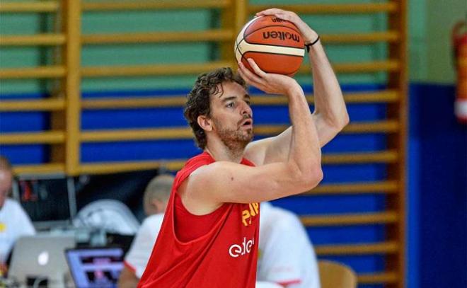 Pau Gasol, en un entrenamiento.
