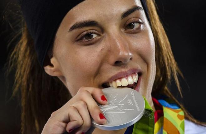 Eva Calvo, con la medalla de plata.