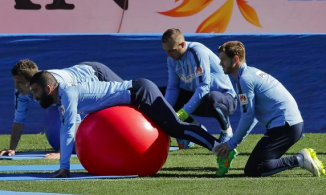 Ansaldi, en un entrenamiento.