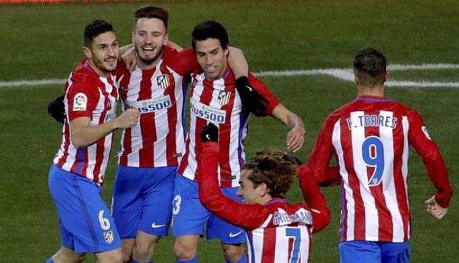 Gaitán celebra un gol en el Calderón.