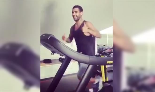 Augusto, trabajando en el gimnasio.