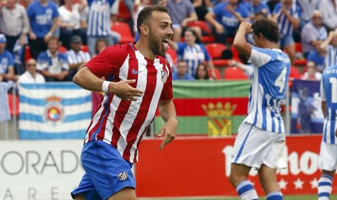 Keidi celebra el gol ante la Gimnástica (Foto: ATM).