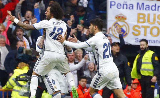 Marcelo celebra el tanto de la victoria.