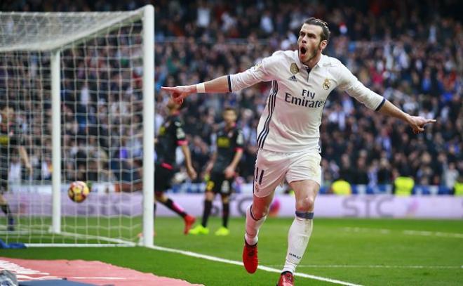 Gareth Bale celebra un gol esta temporada.