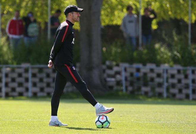 Simeone, durante el entrenamiento de este sábado.