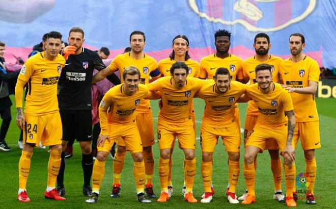 El once del Atlético en el Camp Nou (Foto: LaLiga).