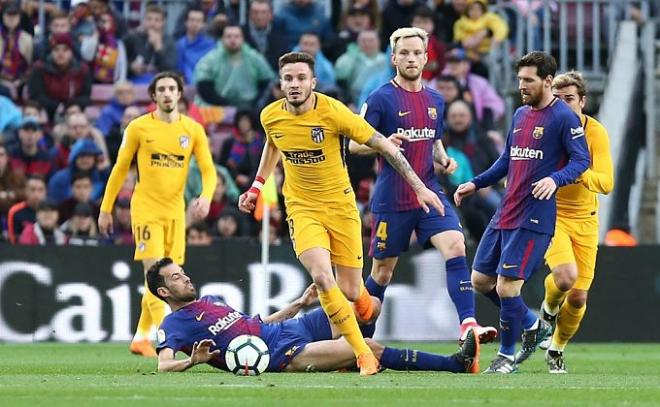 Saúl, en el duelo ante el Barça.