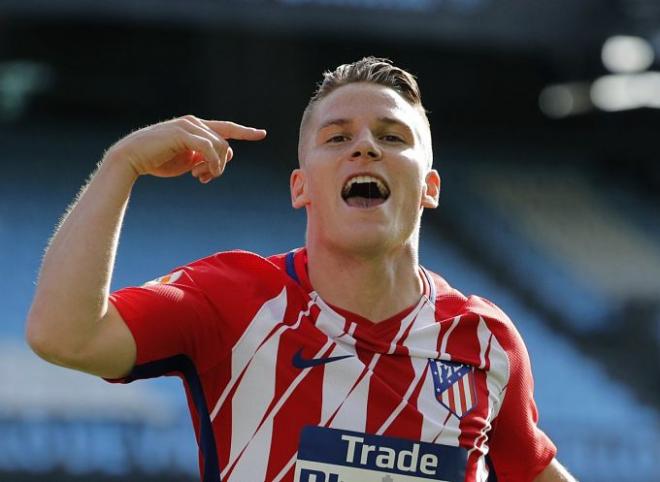 Gameiro celebra su gol en Balaídos (Foto: ATM).