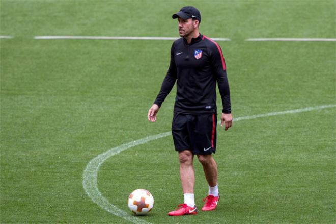 Simeone, durante la sesión (Foto: EFE).