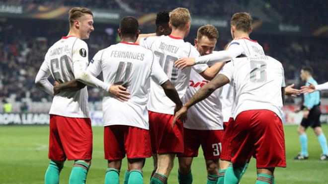 Celebración de los jugadores del Lokomotiv.