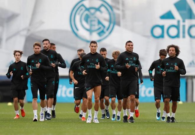 Los jugadores del Real Madrid, este jueves (Foto: RM).