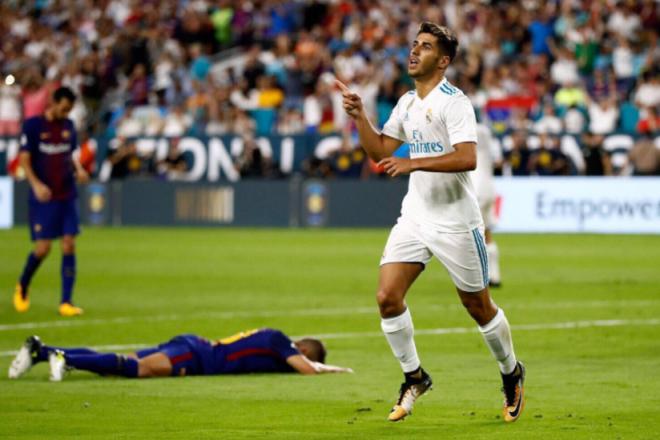 Asensio, celebrando un gol ante el Barça.