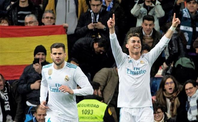 Cristiano Ronaldo celebra un gol ante Nacho.