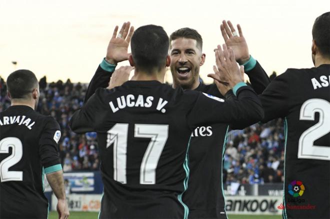 Ramos, celebrando un tanto con Lucas (Foto: LaLiga).