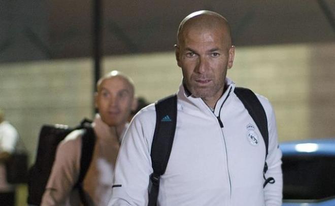 Zidane, a su llegada a Los Ángeles.
