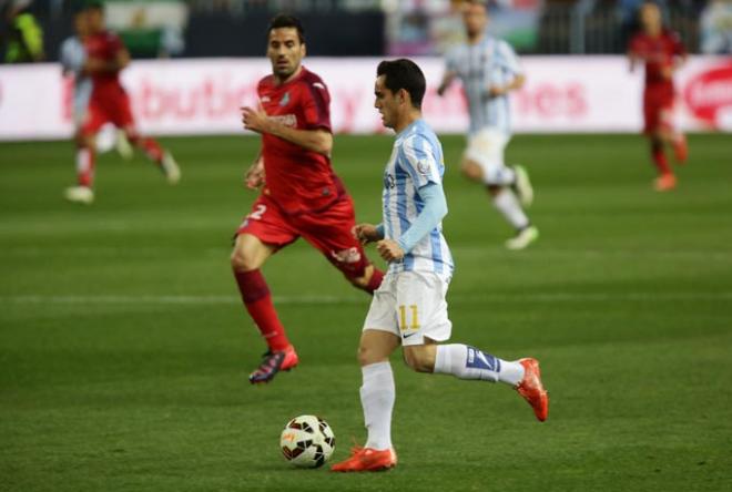 Juanmi, durante el partido.