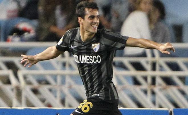 Juanmi, celebrando su gol.