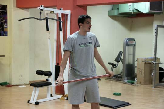 Suárez, en una sesión de entrenamiento en el gimnasio.