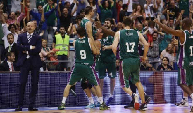 El Unicaja celebra un triunfo.