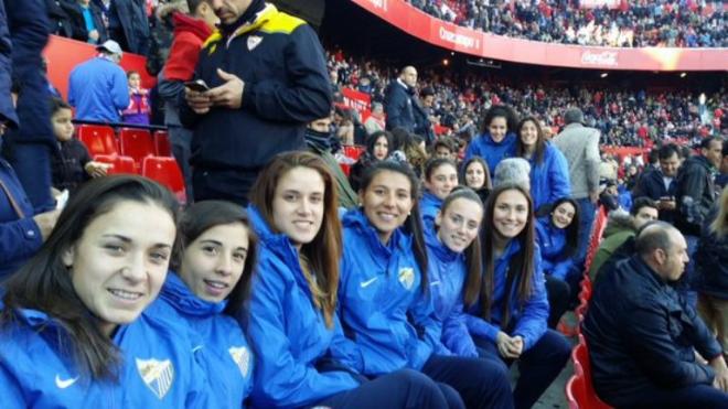 Las jugadoras del Málaga Femenino, en Sevilla.