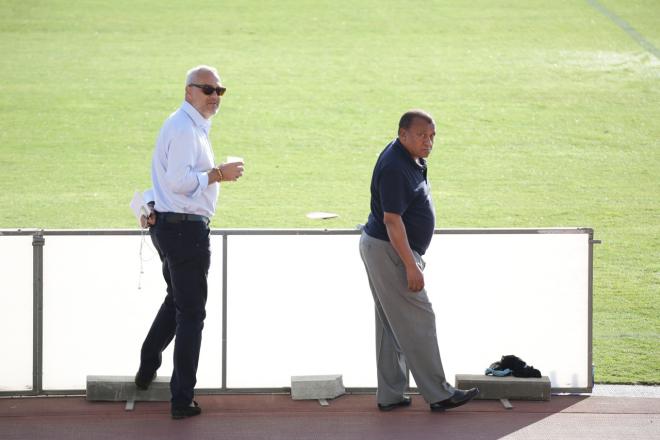 Husillos y Ben Barek, en un entrenamiento.