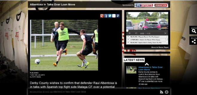 Captura de la web del Derby County.