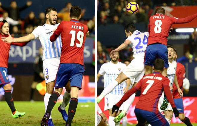 Demichelis y Luis Hernández, ante Osasuna.