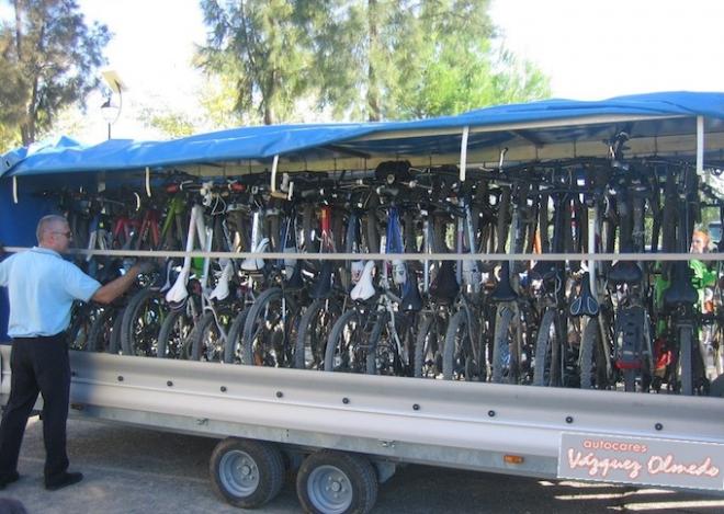 Transporte para bicicletas.