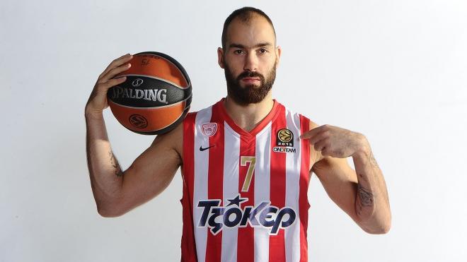 Spanoulis, con la camiseta del Olympiacos.