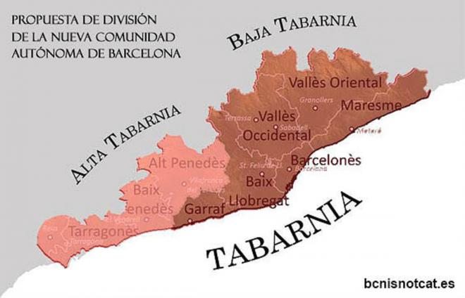 El mapa de la hipotética región de Tabarnia.