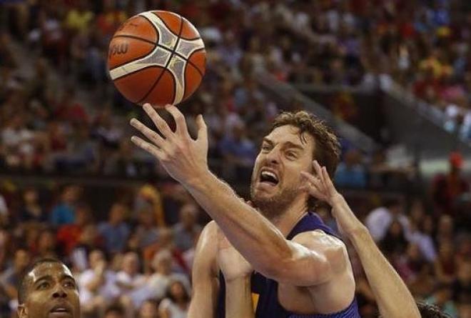 Pau Gasol aportó ocho puntos al triunfo de España.