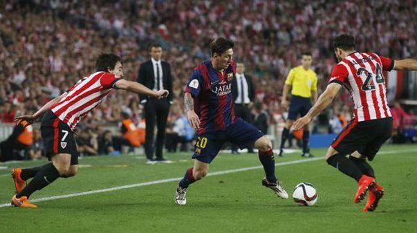 Messi, ante el Athletic en la final de Copa del Camp Nou.
