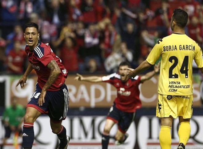 Maikel Mesa celebra el segundo gol ante el Girona.