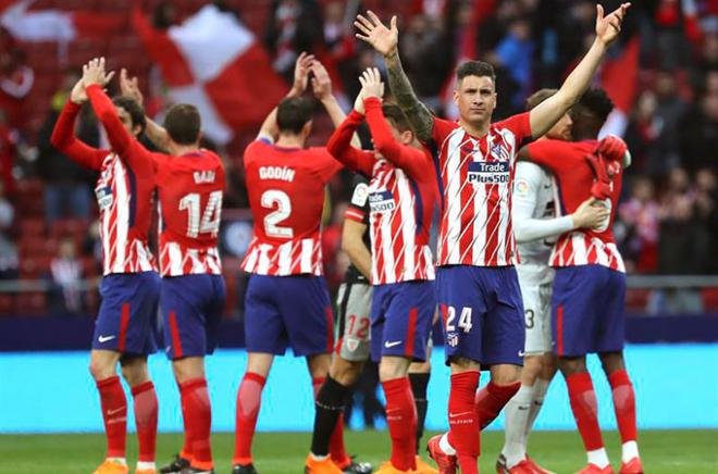 El Atlético celebra el triunfo ante el Athletic.