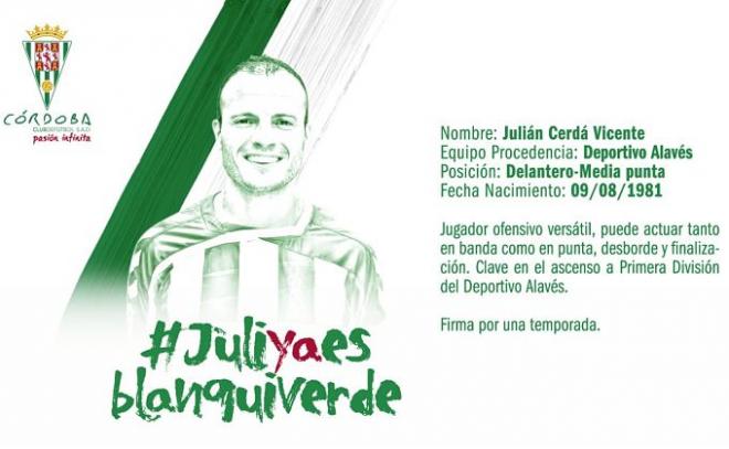 Juli, nuevo jugador del Córdoba.