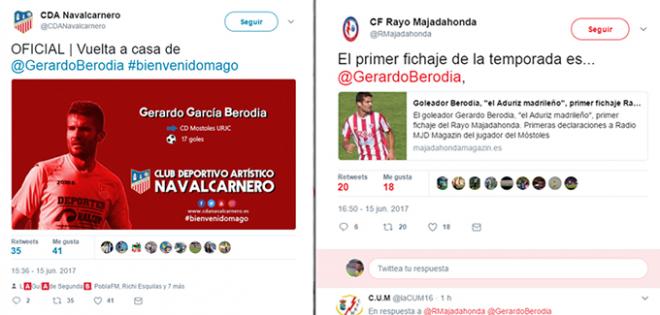 Navalcalnero y Rayo Majadahonda anuncian el fichaje de Berodia.