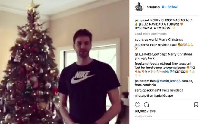 Pau Gasol graba un vídeo para felicitar la Navidad.