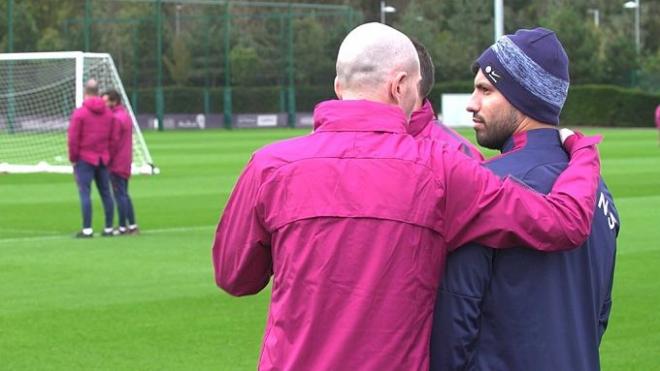 El Kun Agüero en su vuelta a los entrenamientos (foto: Manchester City).