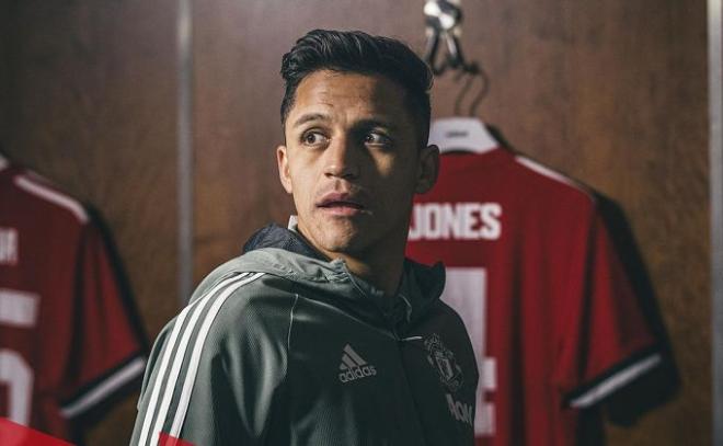 Alexis, en el vestuario del United.