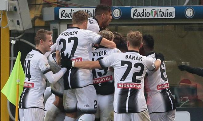 El Udine celebra el gol definitivo.
