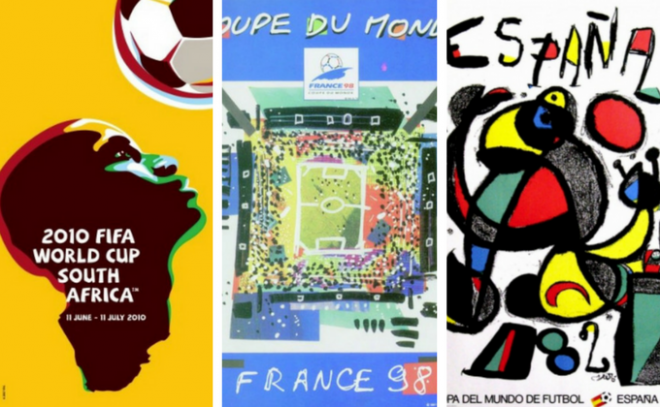Algunos de los carteles con los que se ha anunciado el Mundial.