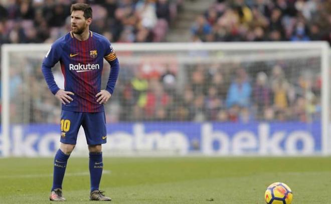 Messi, en un partido en el Camp Nou.