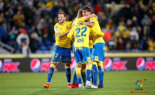 Los jugadores festejan el gol de Halilovic (Foto: LaLiga).