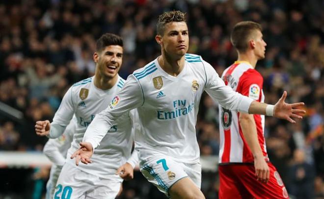 Cristiano Ronaldo celebra uno de sus goles ante el Girona.