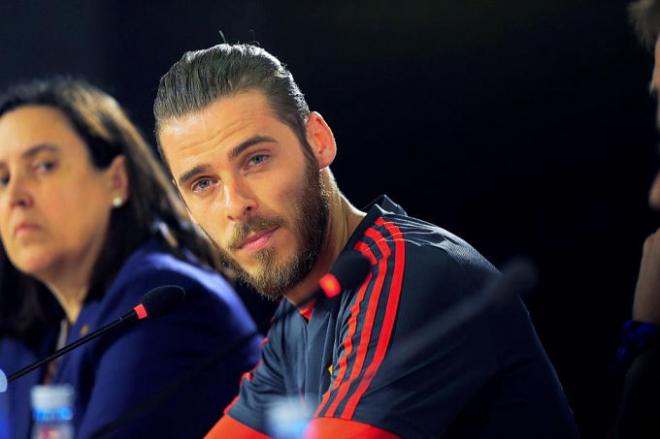 David De Gea, en el rueda de prensa.