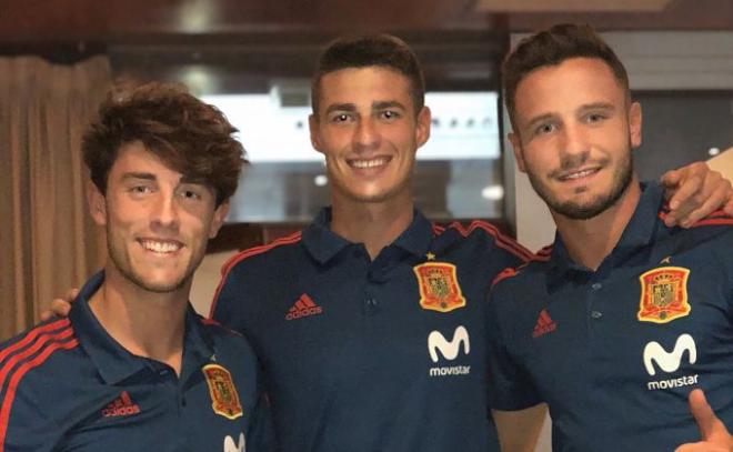 Odriozola, Kepa y Saúl, en la Ciudad del Fútbol de Las Rozas. (Foto:Sefútbol)