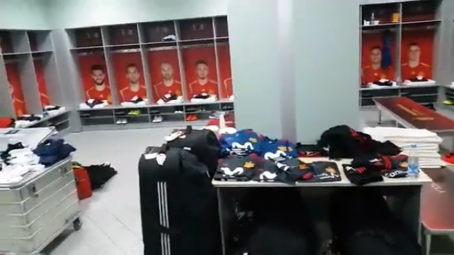 El vestuario de la selección en Krasnodar.