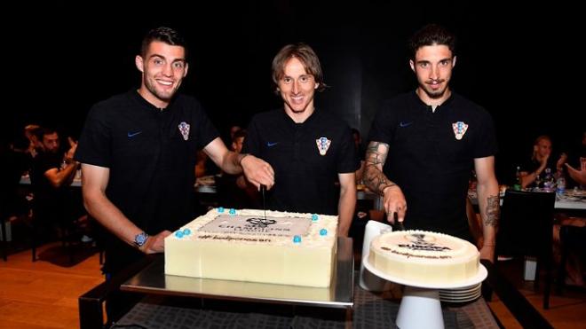 Kovacic, Modric y Vrsaljko con la selección croata.